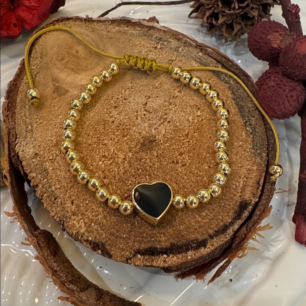 Adjustable Beaded Heart Bracelet